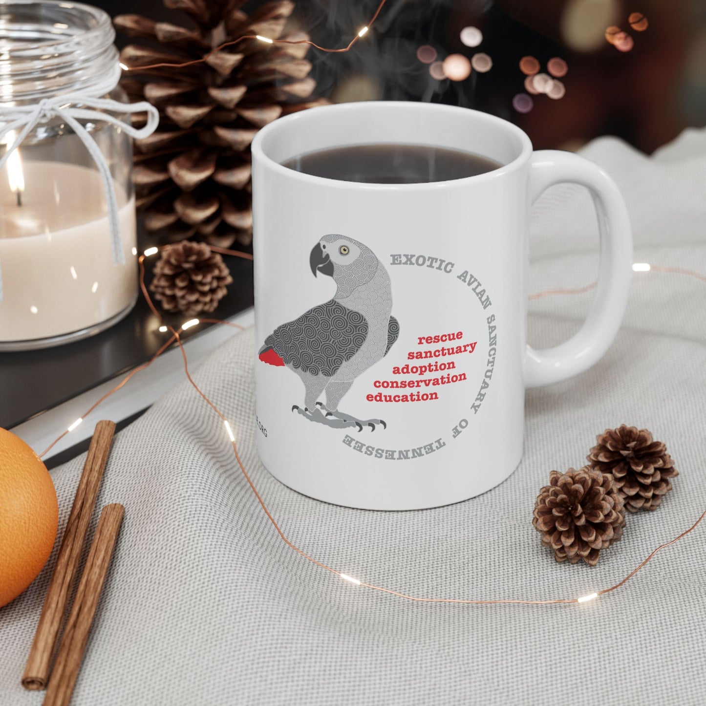 EAST African Grey Graphic Ceramic Mug, 11oz