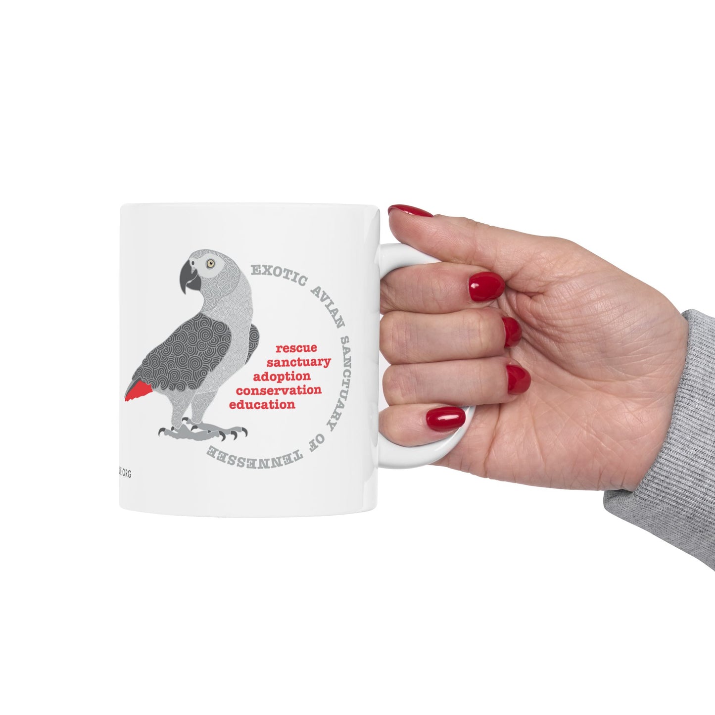 EAST African Grey Graphic Ceramic Mug, 11oz
