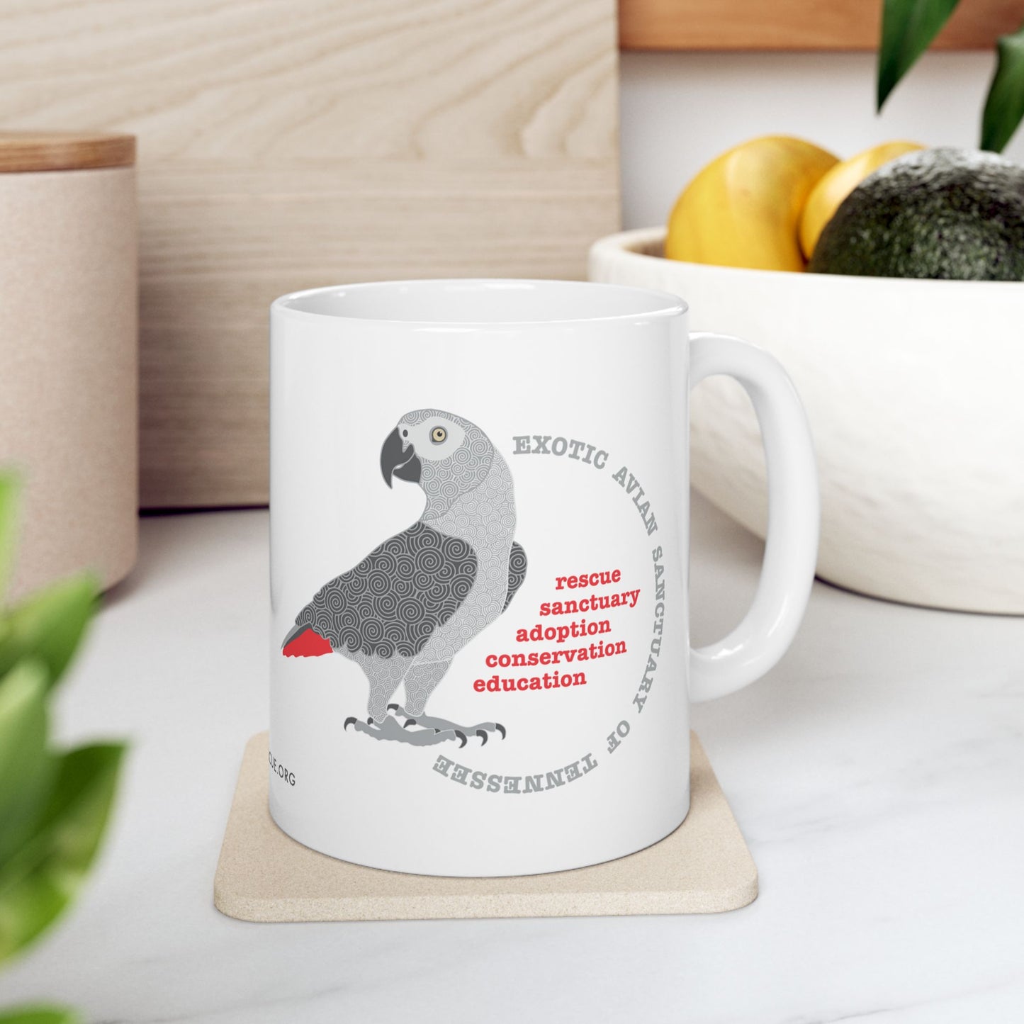 EAST African Grey Graphic Ceramic Mug, 11oz