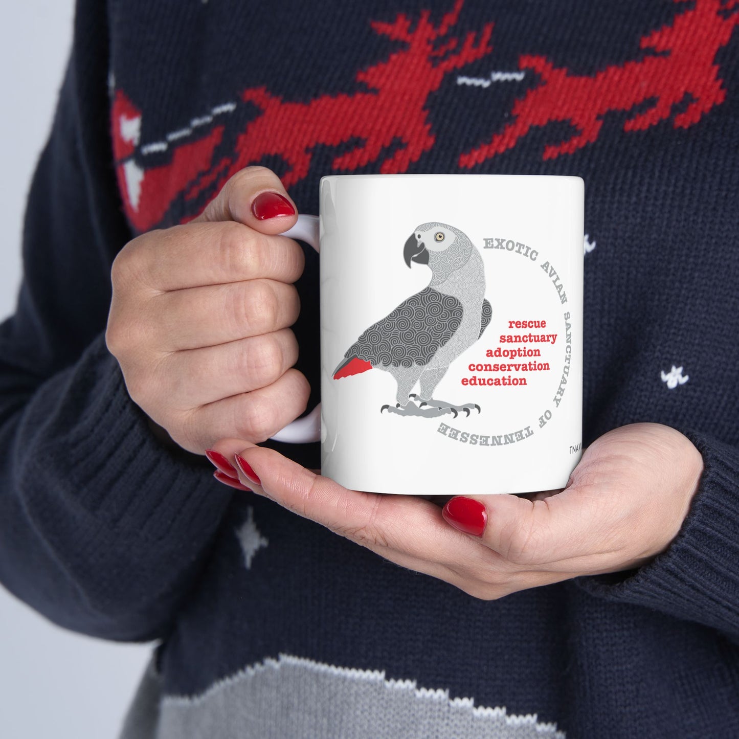 EAST African Grey Graphic Ceramic Mug, 11oz