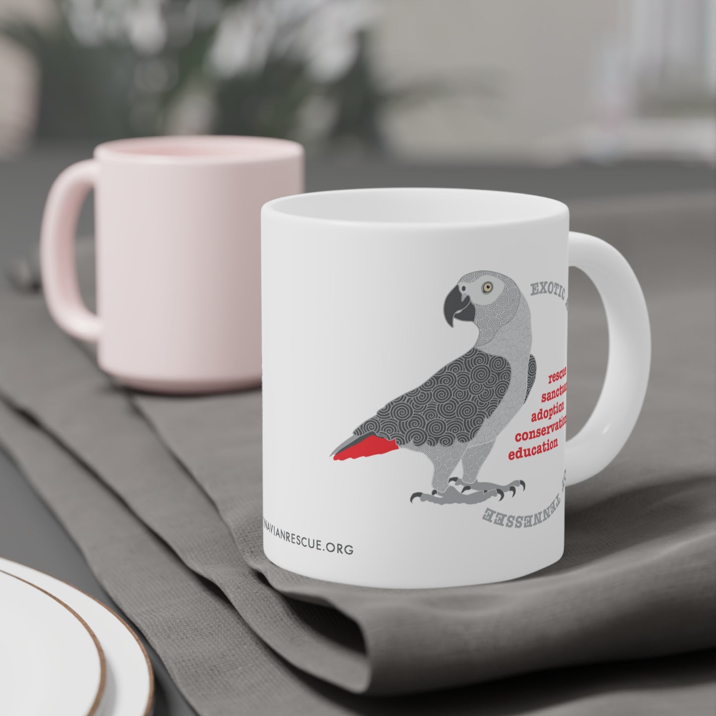 Jumbo African Grey Ceramic Mug, 20oz.