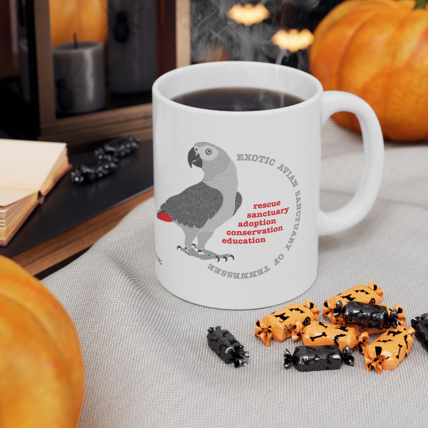EAST African Grey Graphic Ceramic Mug, 11oz
