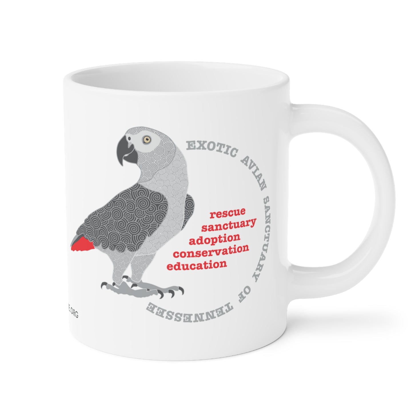 Jumbo African Grey Ceramic Mug, 20oz.