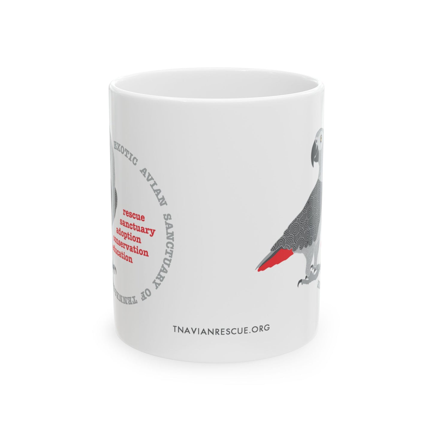 EAST African Grey Graphic Ceramic Mug, 11oz