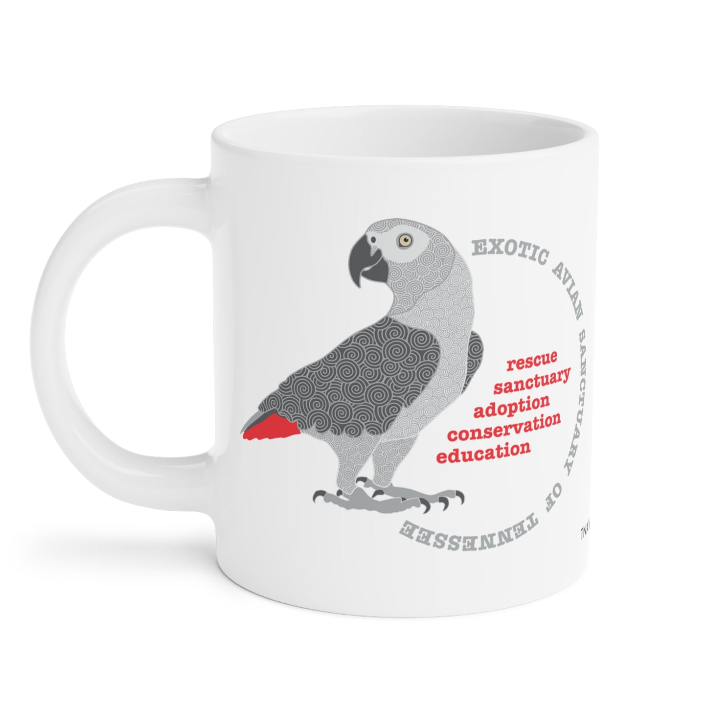 Jumbo African Grey Ceramic Mug, 20oz.