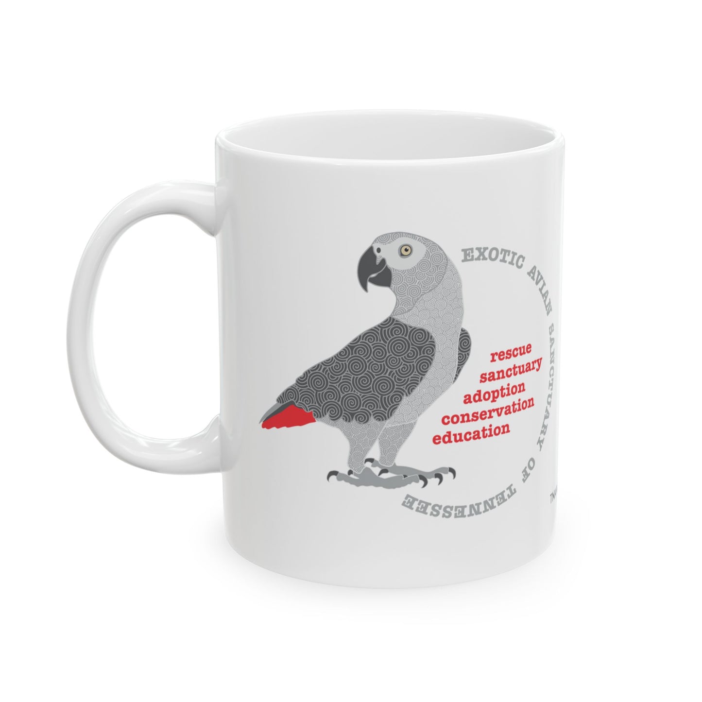 EAST African Grey Graphic Ceramic Mug, 11oz