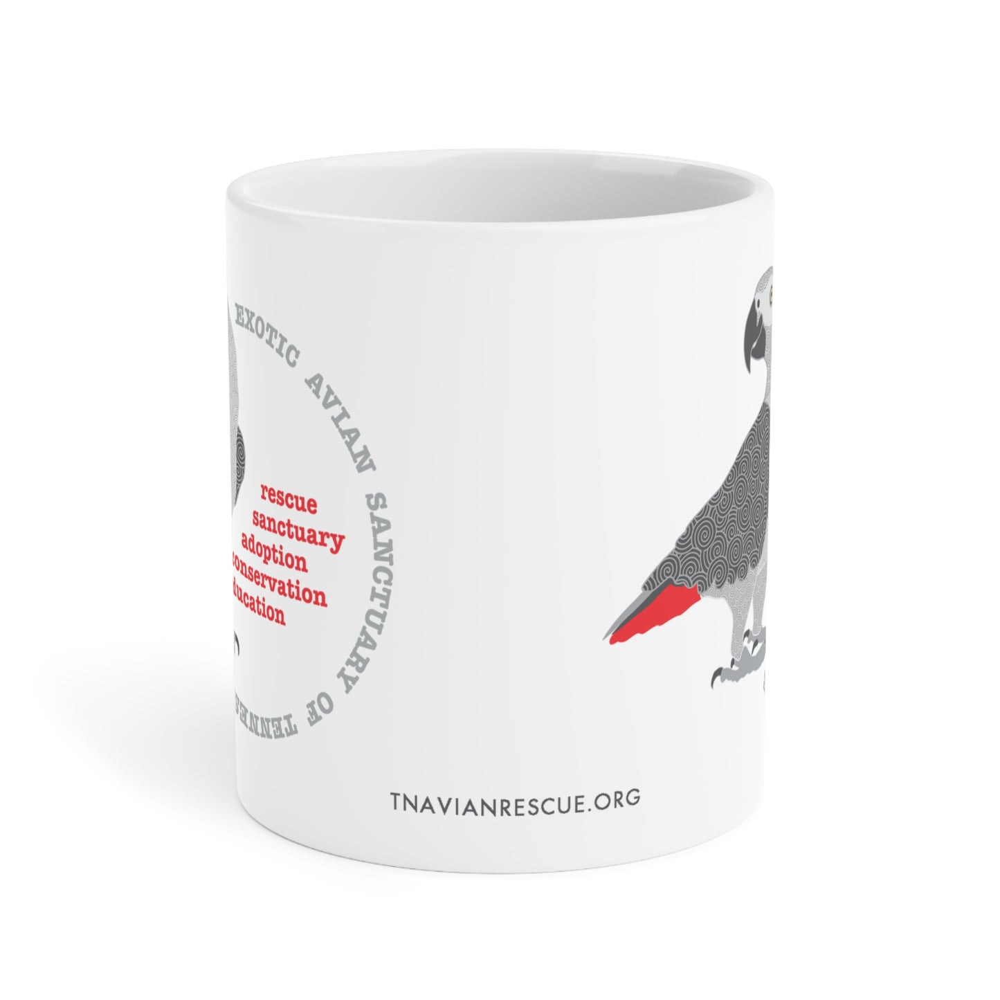 Jumbo African Grey Ceramic Mug, 20oz.