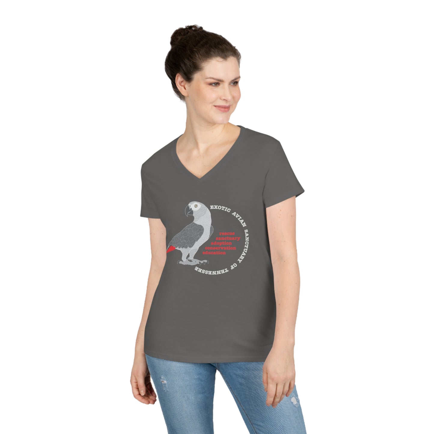 Ladies' EAST African Grey V-Neck T-Shirt