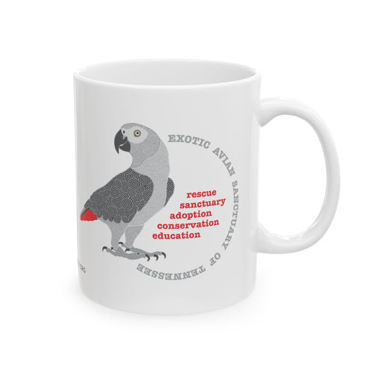 EAST African Grey Graphic Ceramic Mug, 11oz